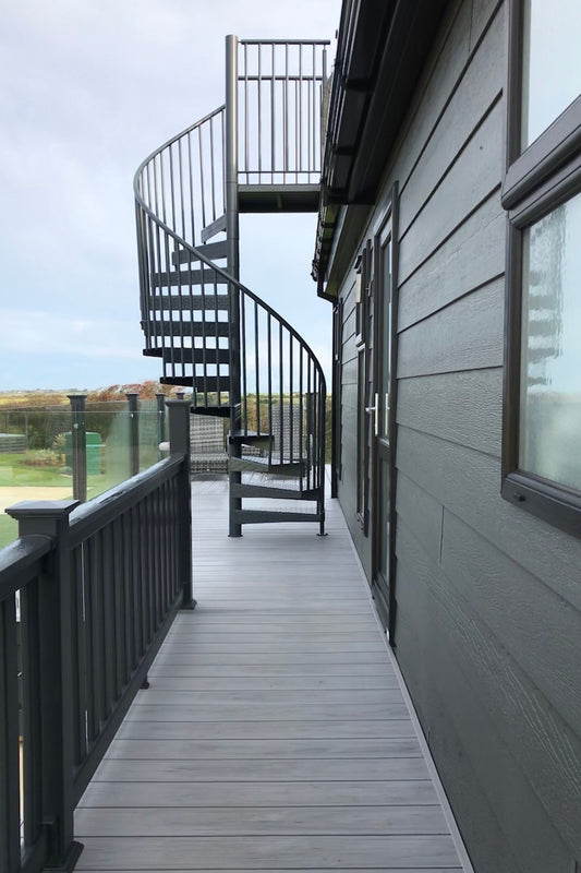 Spiral staircase on walkway
