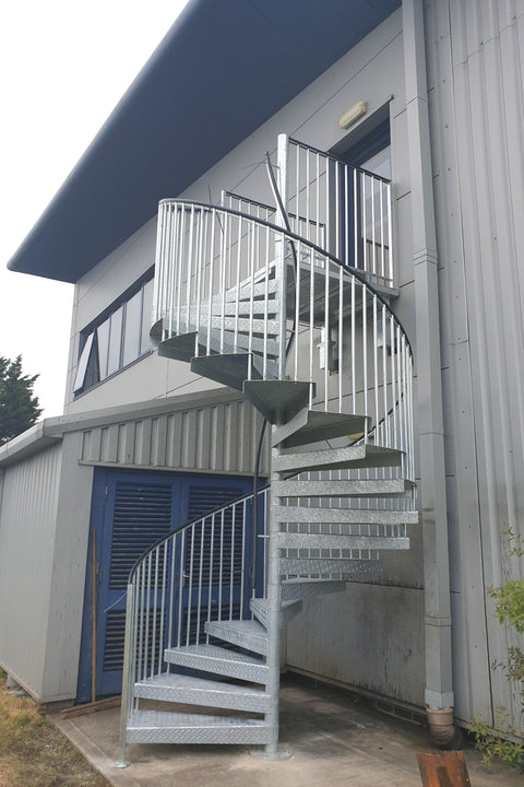 External galvanised spiral staircase