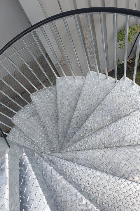 Galvanised spiral staircase